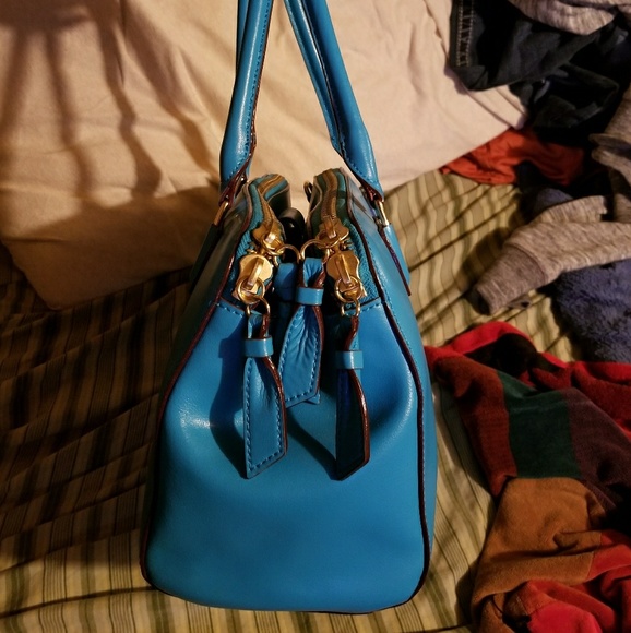 Blue leather purse - Picture 2 of 3